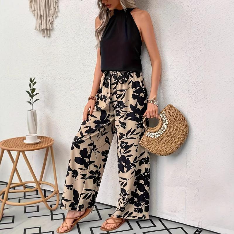 2026 Nuovi Pantaloni Lunghi Stampati alla Moda e Comodi con Vita Elastica e Gamba Larga per Donna, Pantaloni Casual