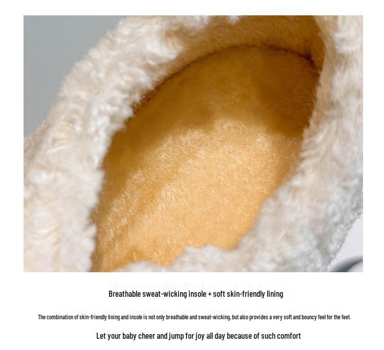 Girls' 2025 Winter Plush Moccasins: Warm, Soft-Sole, Non-Slip, Thickened Korean-Style Cotton Clogs for Outdoor Wear