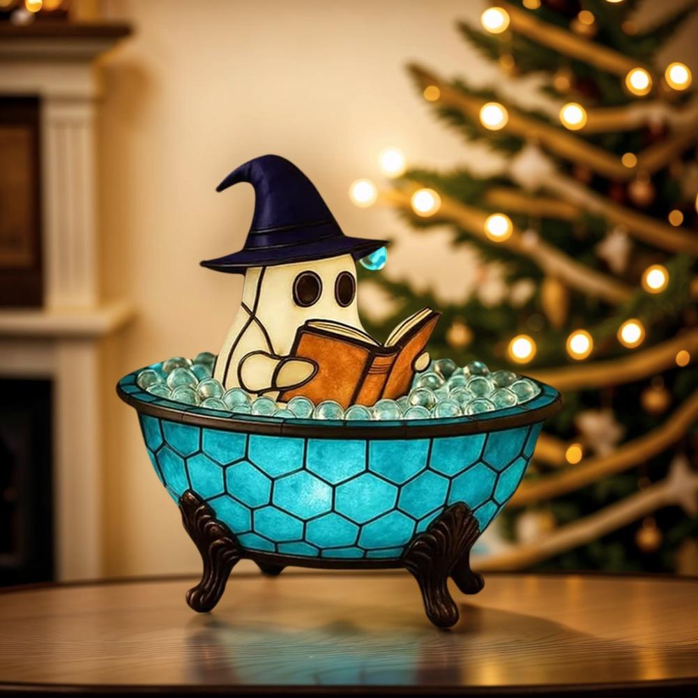 LED Ghost Bubble Bath Lamp Halloween Ghost Night Light Haunted House Glow Light Halloween Home Party Decor Light Horror Ambient