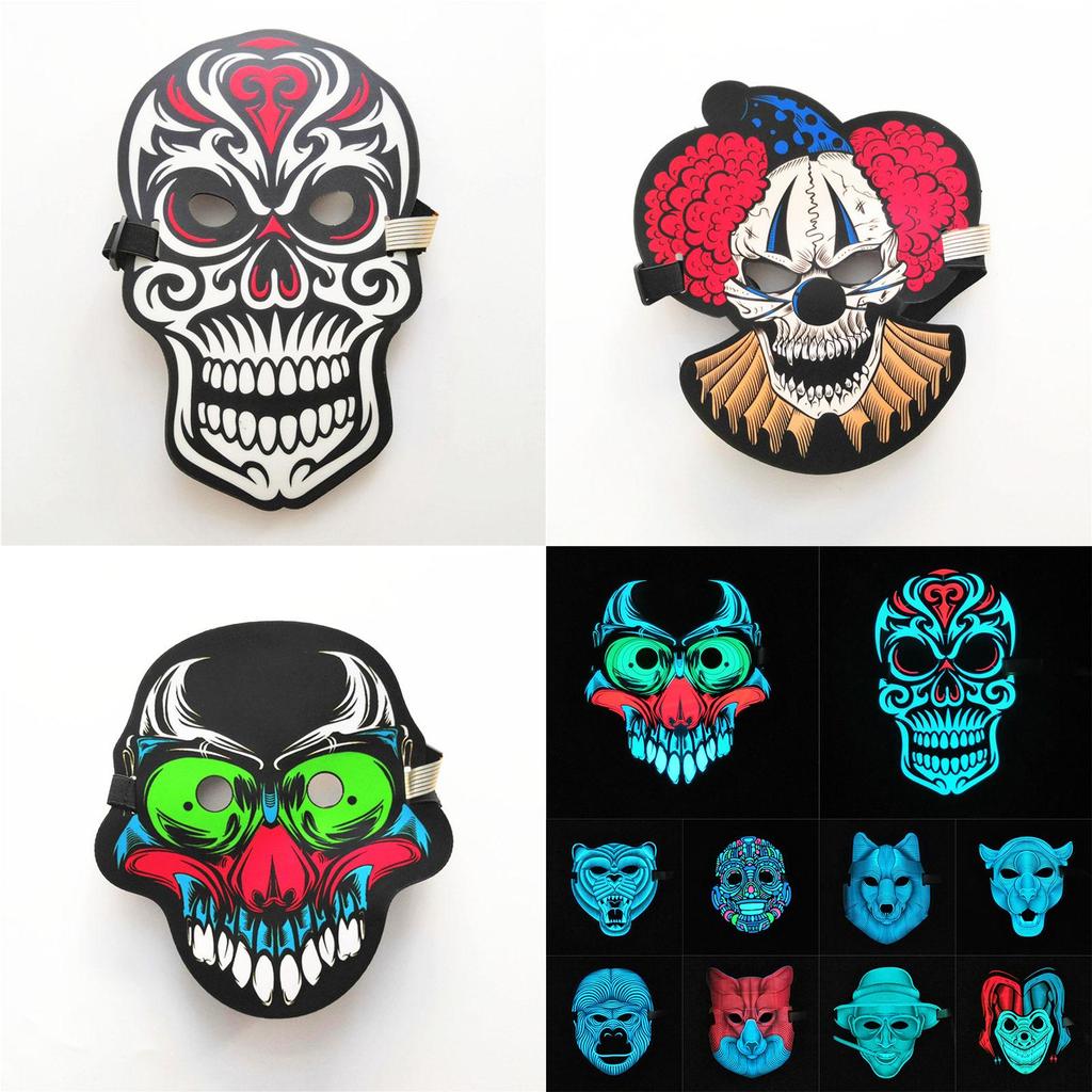 Premium Quality Sound Activated Led Mask For Halloween Dance Rave Edm Events