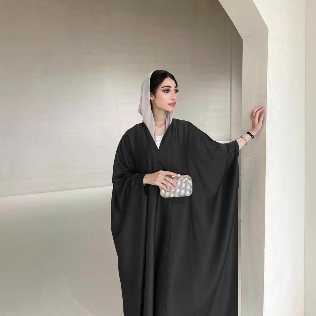 Damen Frühling/Sommer Robe Jacke Mode Weiches Licht Geschmiedet Fledermaus-ärmeln Kleid