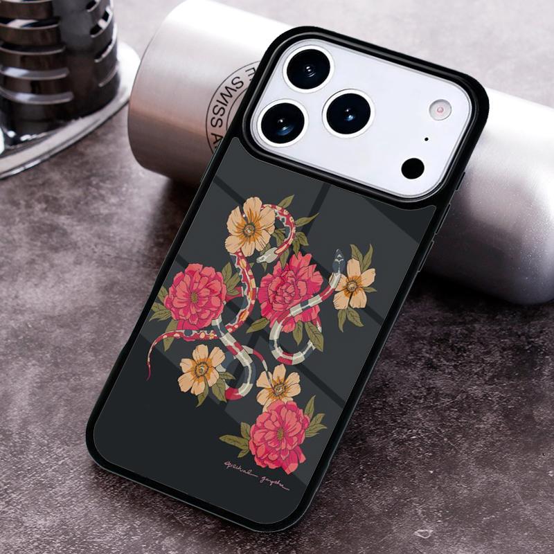 Snake Flower Phone Case For iPhone 17,16e,15,14,13,12,11,Mini,Pro,MAX soft Silicone Cover iPhone 13 Pro