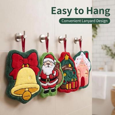 Creative Xmas Hanging Hand Towel Kawaii Cleaning Hand Cloth  Christmas Decor