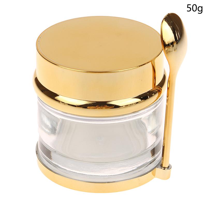 Electroplating Empty Cream Jar Refillable Lotion Bottle With Spoon 30/50/80/100g Travel Face Cream Cosmetic Cotton Pad Container