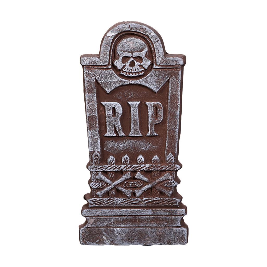 Halloweenský pěnový náhrobek na hřbitov, Halloweenský náhrobek venkovní dekorace pro hrobovou výzdobu s 12 kovovými kolíky pro hřbitovní dvůr, party dekorace