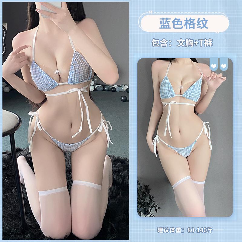 Sexy dessous sexy bikini drei-punkt kleine brust verführung uniform bett freies flirten anzug