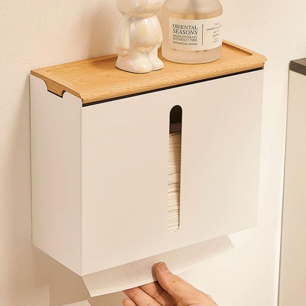 White/Black 304 Stainless Steel Toilet Paper Towel Holder Wall-mounted Toilet Paper Dispensing Box Bathroom Hotel Storage Box