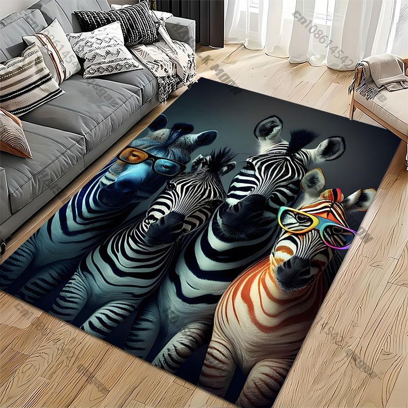 Colorful zebras wearing quirky glasses carpet Yoga living room room decor children's crawling mat doormat area rug