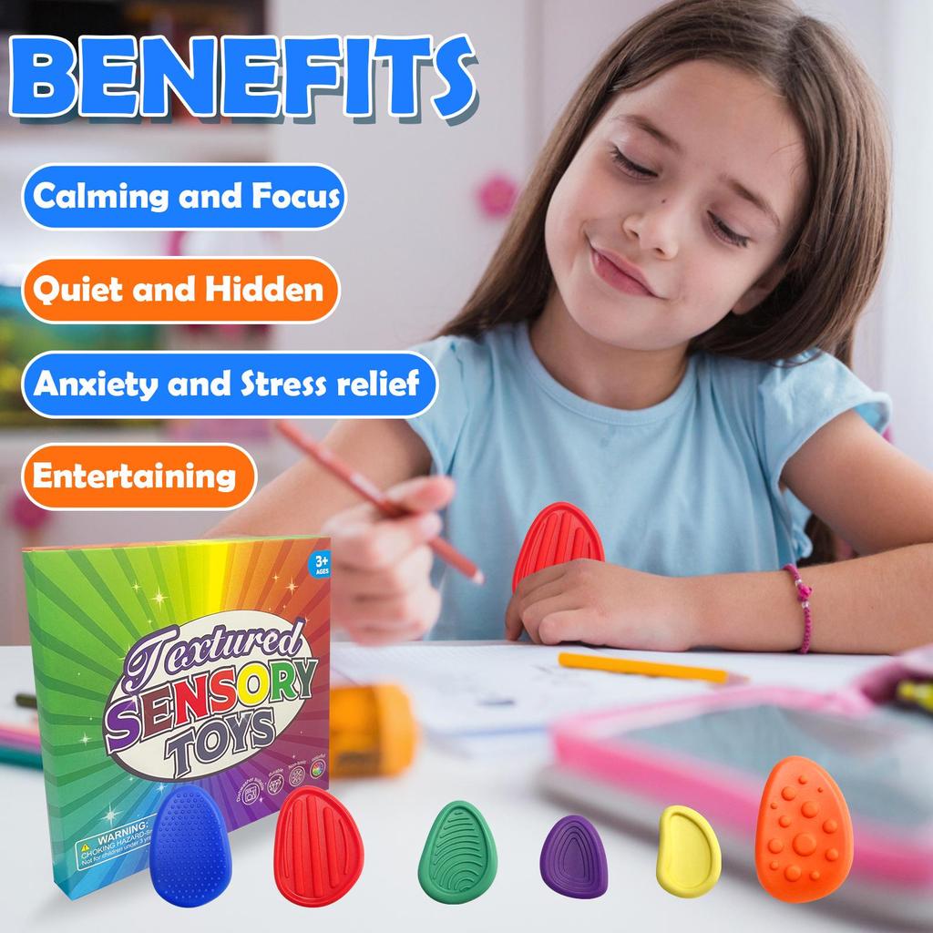 Cross-border Sensory Silicone Fidget Stone for Kids – Stress Relief & Textured Worry Toy