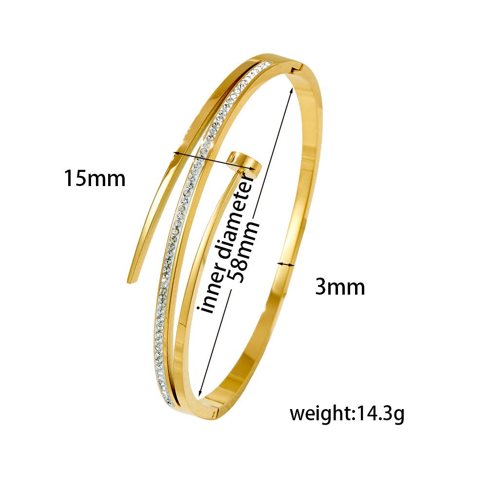 2026 European and American Trends, Elegant Diamond-encrusted Jewelry, High-end Fashion Bracelet, Light Luxury Temperament Ins Wind Nail Bracelet
