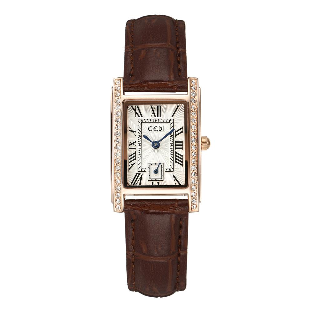 Retro Style Temperament Small Square Watch Niche High Sense Student Watch Women'S Belt Quartz Watch