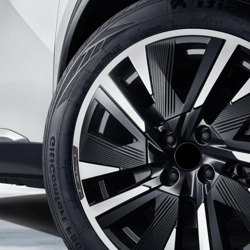 WTOM1 4pcs Aluminum Car Badges Wheels Rims Stickers Auto Decoration For Alfa Romeo Giulia Giulietta 159 156 MITO Stelvio 147 Sportiva