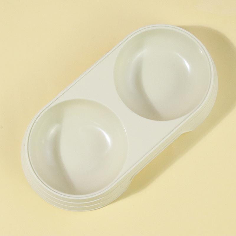 Double Cat Bowl Macaron Color Anti-Spill Pet Feeder - Oval Style
