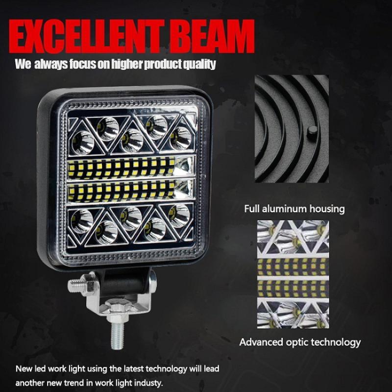 1Pcs 72W/102W Lightbar Spotlight Offroad Led Work Light Bar 3030 Led 34Smd Square For Tractor Suv Truck Driving Fog Lamp