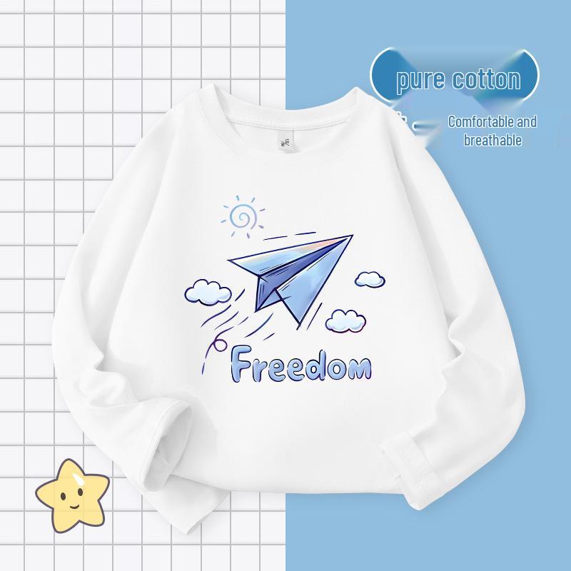 

Boys Long Sleeve Round Neck Cotton Pullover, Breathable Spring/Autumn Casual Top, Trendy Children s Wear 120cm