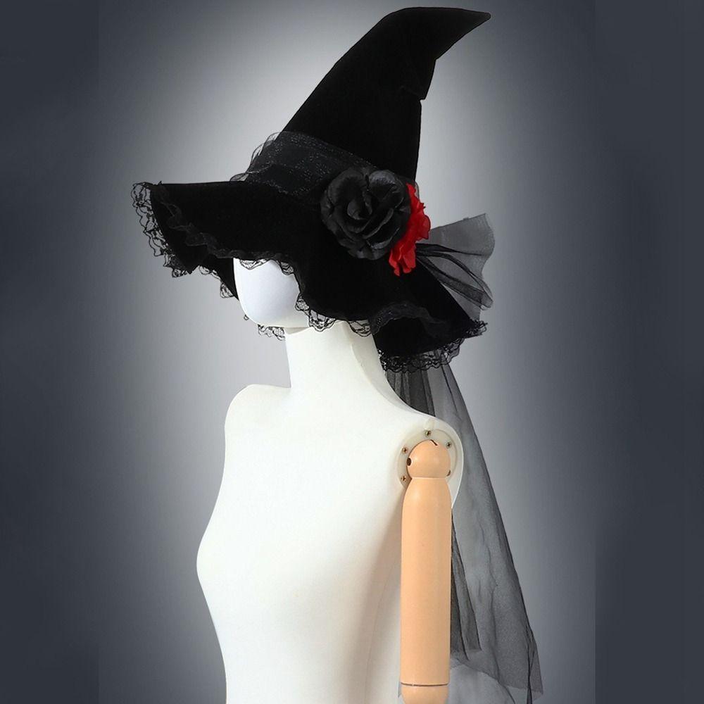 Baroque Wizard Cap Gothic Queen Halloween Witch Hats Foldable   Adult