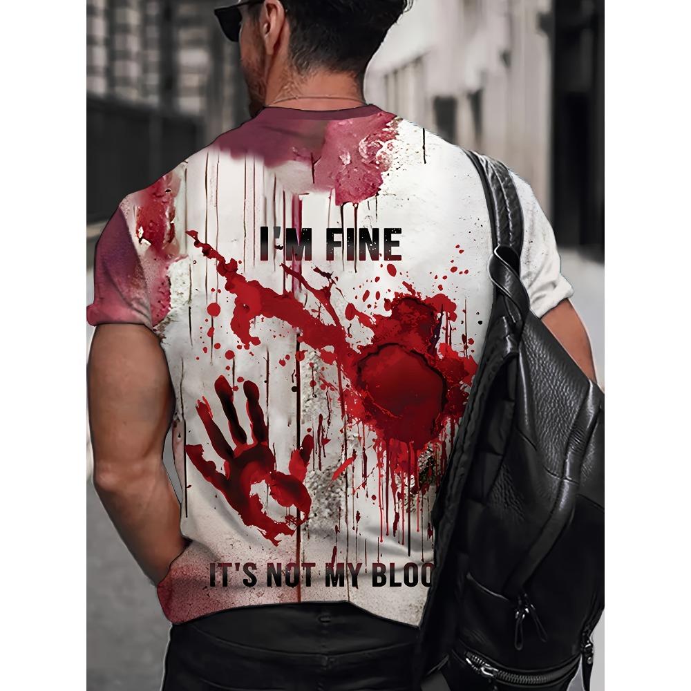Sommer Briefe Blutiges Muster Gedruckt Herren Kurzarm Rundhals T-Shirt Atmungsaktiv Leicht Party Oberteil Damen T-Shirts Kleidung