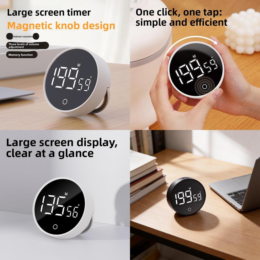 Moderní minimalistický magnetický digitální časovač s tichým upozorněním pro vaření v kuchyni a studijní úkoly