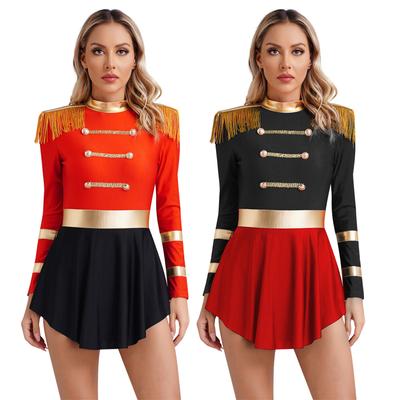 Women's Circus Cosplay Costume Long Sleeve Bodycon Mini Dresses Ringmaster Halloween Carnival Costumes Fancy Dress