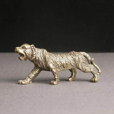 Kupferne Tigerfiguren, Miniaturen, Heim- und Bürodekor, Ornamente, Messing, Schreibtischhandwerk, Sternzeichen-Tier, Tigerstatue, Schreibtischdekoration