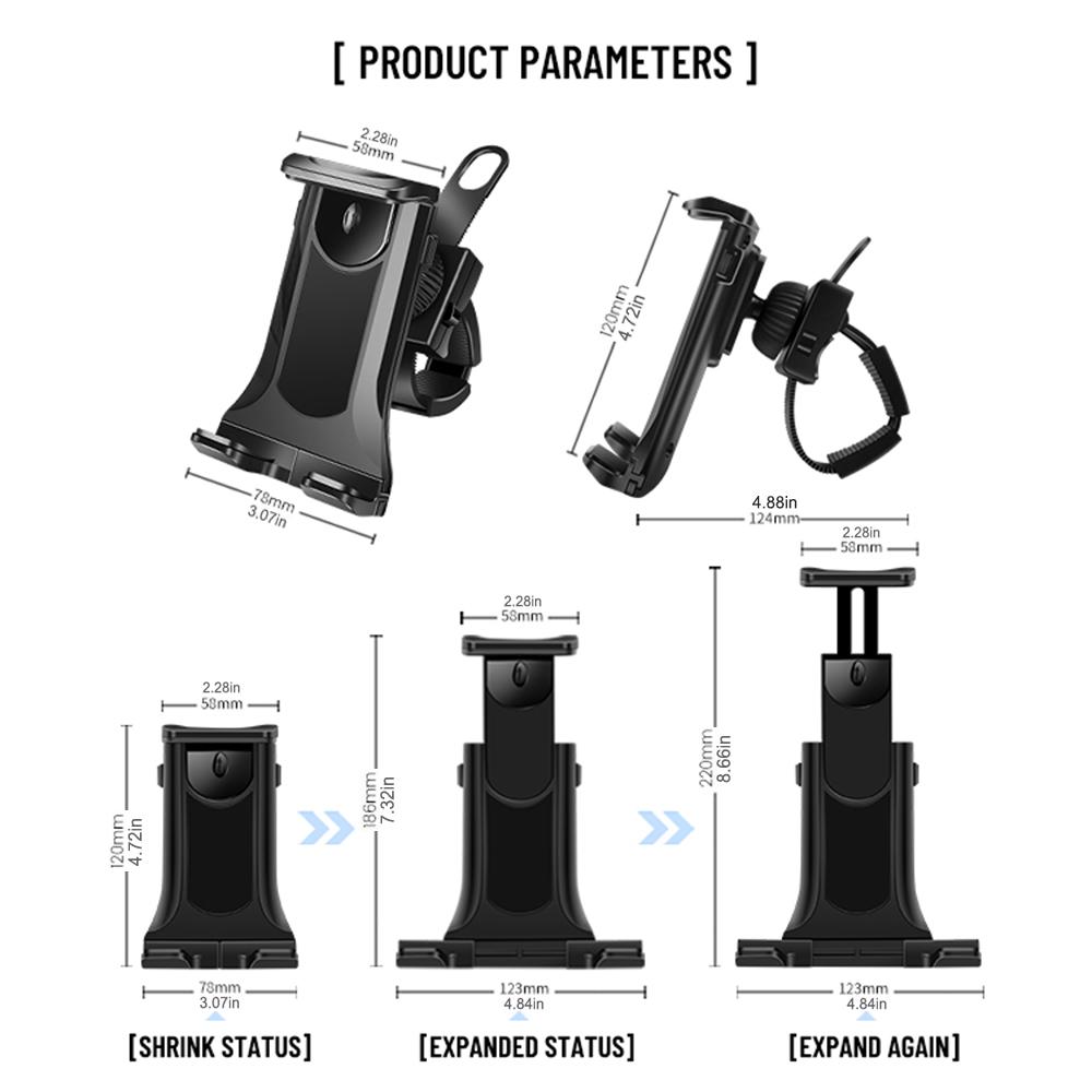 Universal Bike Treadmill Tablet Holder Stand - Adjustable Handlebar Mount for iPhone 11-15, Samsung Galaxy Tab 4-11 Inch Devices