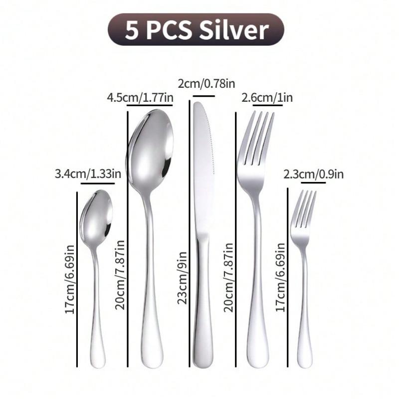 

Stainless Steel Golden Western Cutlery Complete Flatware Collection with Spoons Forks Knives for Home Kitchen Restaurant Dining