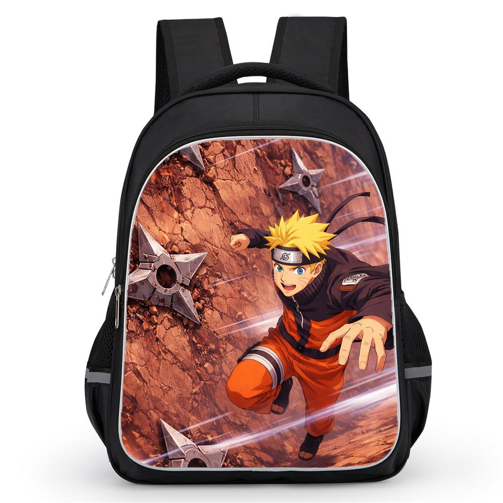 NARUTO Anime Pupil Everyday Backpack, Dual Closure Pockets, Durable 16-inch Lightweight Design Suitable for Youth Boys & Girls Age 5-11