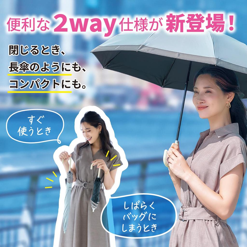 Cogit Sunblock Lab Parasol 2026 Can Be Used As Both a Long Umbrella and a Folding Umbrella Summer Ivory #Matte - - 2-way Umbrella,