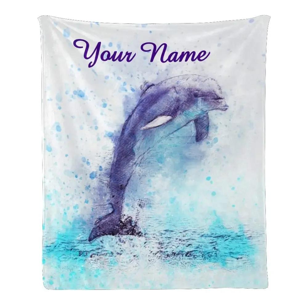 Dolphin Throw Blanket, Soft Blanket for Girl Kid Teens Adults, Fleece Cute Dolphin Blanket Warm Cozy Throw for Bed Crib or Couch