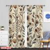 Set Of 2 Boho Flat Printing Curtain Garden Nostalgia Branches Leaves Polyester Wall Decor Holiday Family Party Blackout Made
