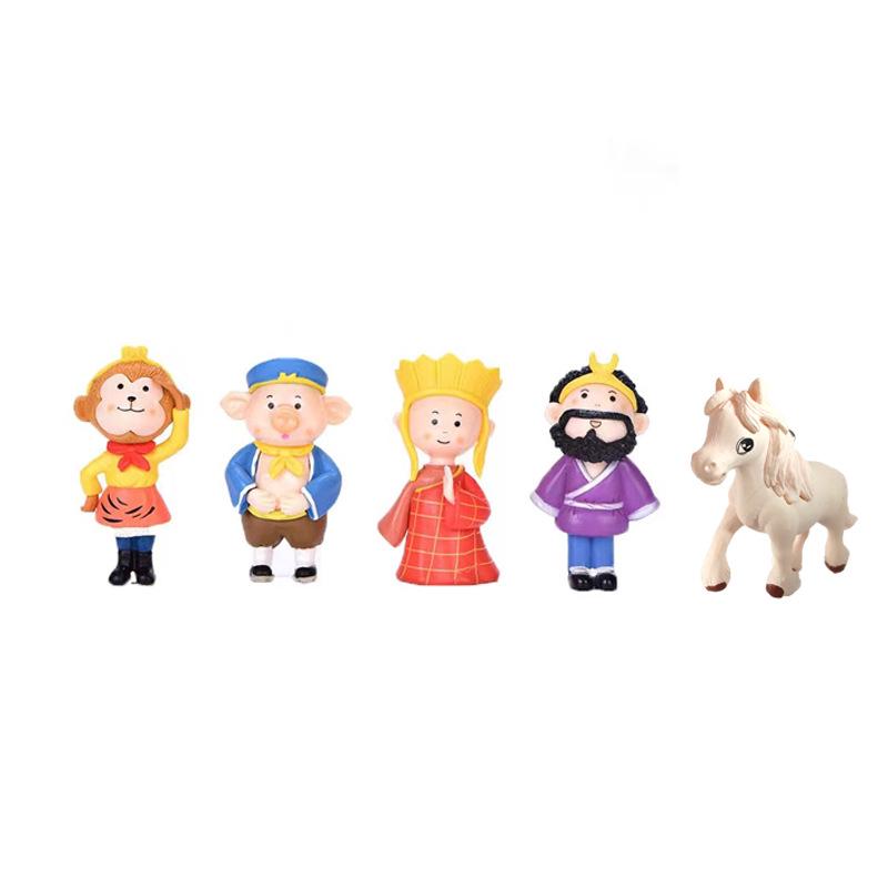 PVC 'Journey To the West' 5-Piece Set: Wukong, Zhu Bajie, White Dragon Horse Fish Tank Ornaments & Micro Landscape Crafts