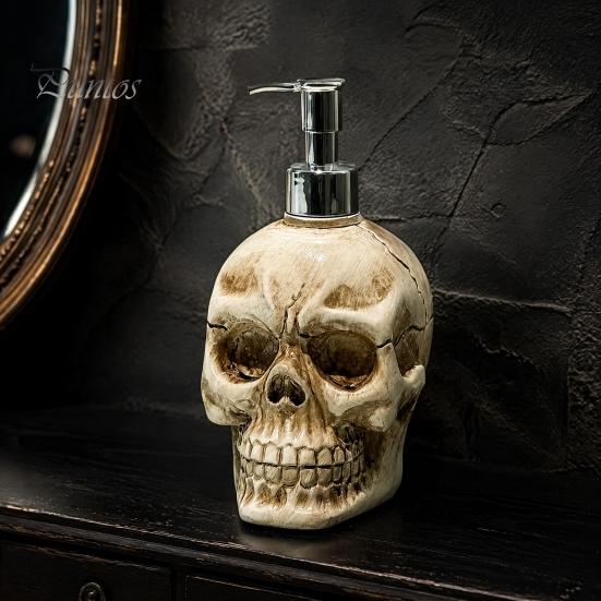 Creativo Stile Gotico Articoli da Toeletta Teschio Dispenser Bottiglia con Pompa, Grande Capacità Vinile Ricaricabile Pompa a Pressione Sapone Liquido Contenitore Lozione,