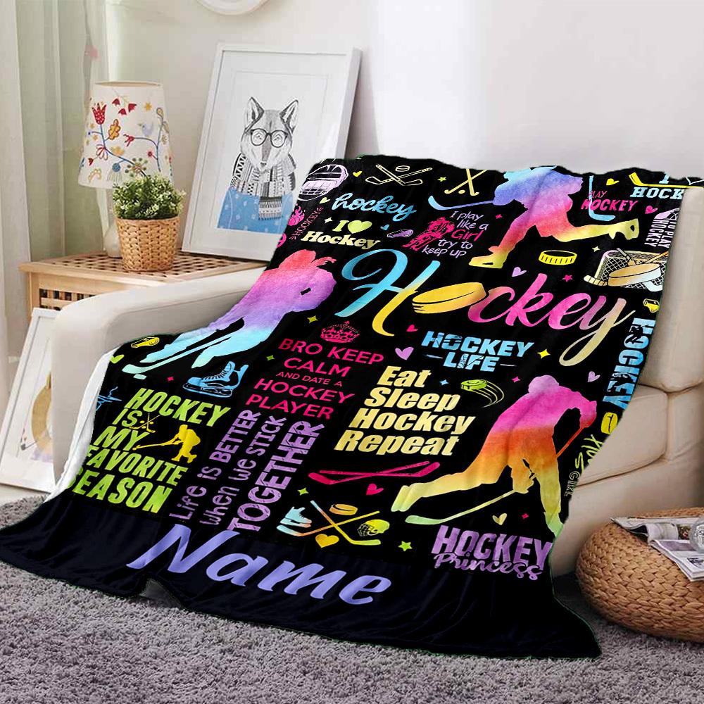 Hockey Life Passion Play And Princess Gift Customizable Blanket Text Warmthful Decor Versatile For Sofa Couch Office Bed Picnics Ideal For All Seasons