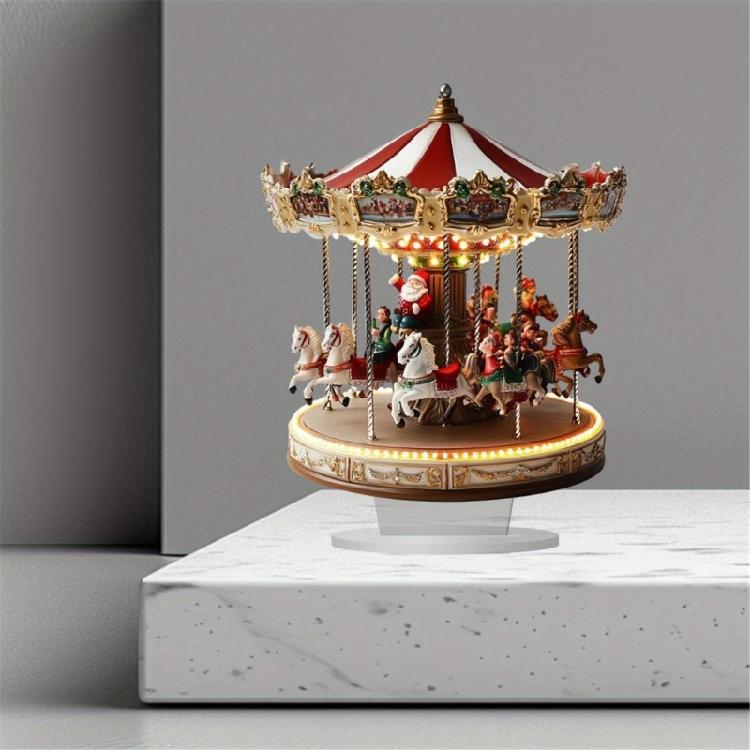 2D Flat Christmas Carousels Acrylic Table Sign Decorative Ornament for Romantics and Elegant Indoor Holiday Decoration