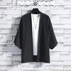 Spring Summer Men Shirt Cardigan Chinese Style Three Quarter Sleeves Open Stitch Loose Casual Wear School Dating Mid Length Top