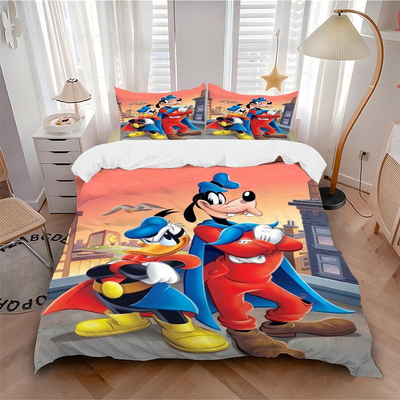 3pcs Goofy & Donald Duck Superhero Cape Quilt Set Soft and Comfortable Bedroom, Guest Room and Dorm Decor Bedding Set S052