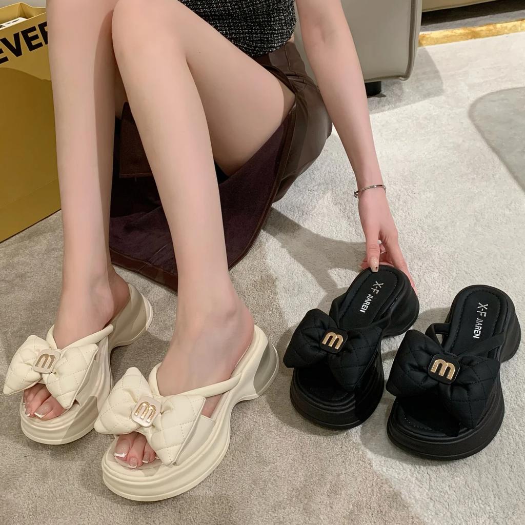 Fashion 2024 New Summer Women Slippers Casual Shoes Baotou Fashion Trend Sandals Women Outwear Bow Beach Slippers Sexy Slides Women