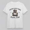 Men's Comfy T-Shirt Reading Bear Hat Book Lover Tee White Cotton Short Oversize