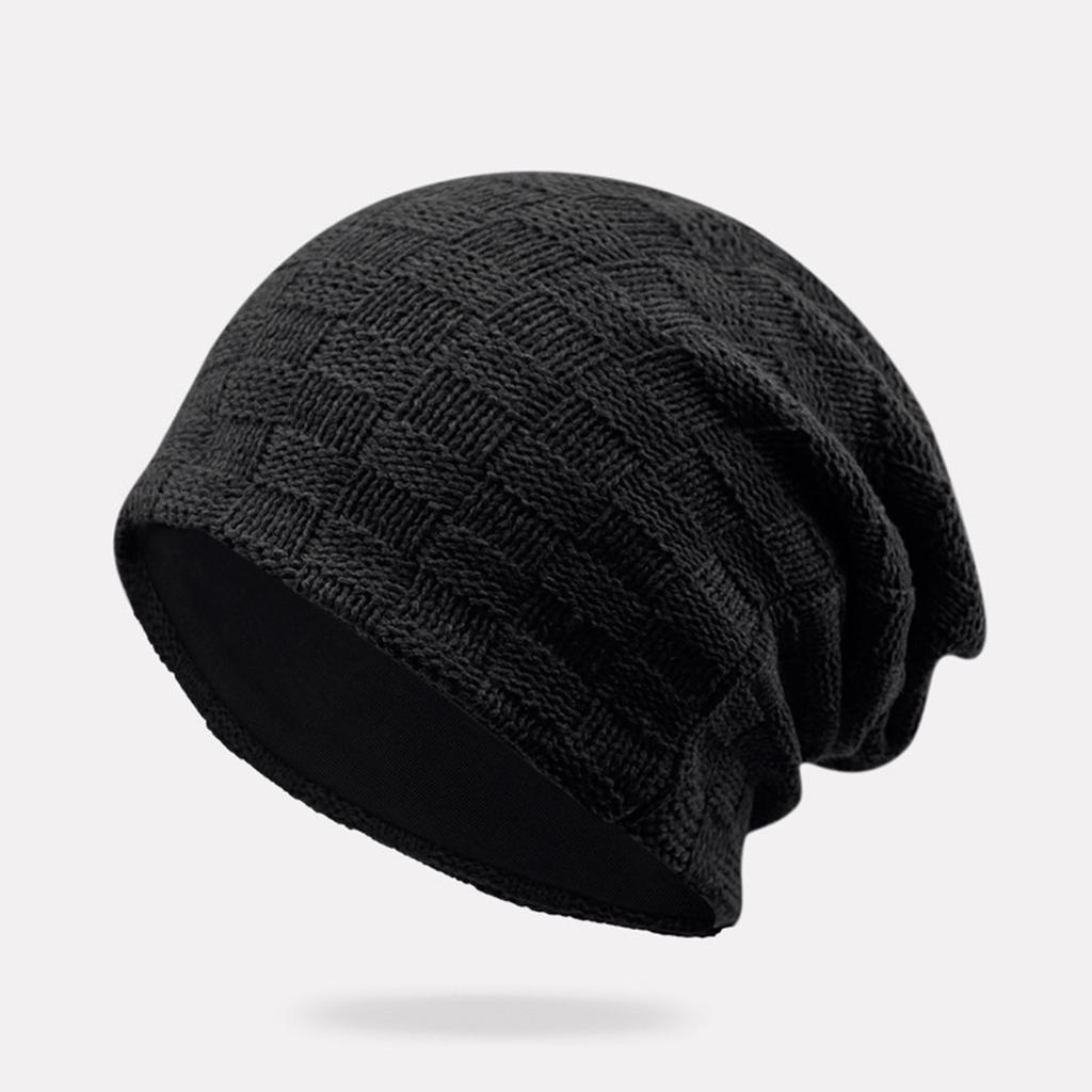 Couple's Solid Color Knitted Hat Plush Thickened Knitted Ear  Warm Hat