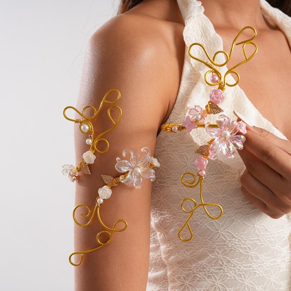 Hollow Out Iris Flower Bracelet Floral Armband Elegant Arm Ring Arm Accessories