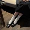 Sheepskin version~ 2025 new Korean version square head pig nose bow shallow mouth French Mary Jane single shoes women's flat bottom