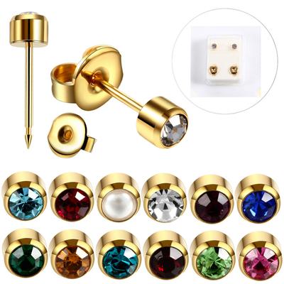 Orecchini in Acciaio Inossidabile 316 Pietra Portafortuna Gioielli per il Corpo Orecchini Gemma Cartilagine Pistola Oro/Argento 2PZ/1Paio Piercing all'Orecchio Trago Borchie Orecchio perle