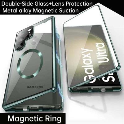 Etui na Samsunga Galaxy S25 Ultra/ S25+/ Plus, z dwustronnymi magnetycznymi etui ze szkła hartowanego, metalową ramką z adsorpcją magnetyczną Magsafe