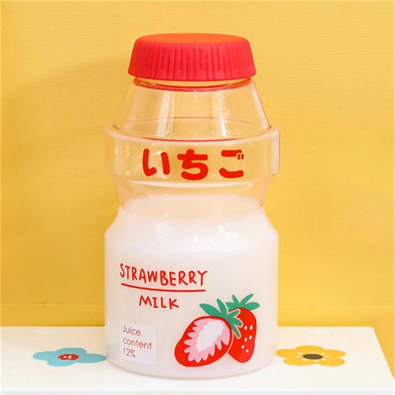 480ml Cute Yogurt Water Bottle Portable Plastic Travel Drinking Bottle Creative Milk Water Cup Carton Shaker Bottle For Kid Girl