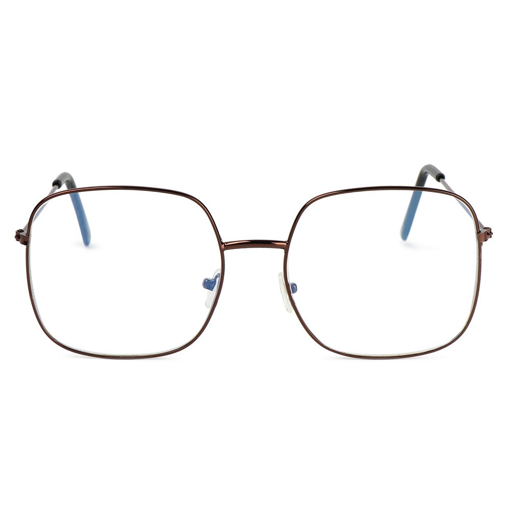 Unisex Vintage Square Glasses Oversized Eyeglasses Metal Frame Eyewear Anti Blue Light Glasses