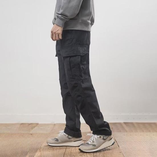 Herren Cargohose Loose Einfarbig Vintage Style High Street Style Weites Bein Gerades Bein Multi Taschen Streetwear Outdoor Reisehose