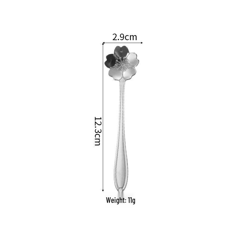 Japanese Style Sakura Rose Gold Stainless Steel Spoon for Coffee and Dessert
