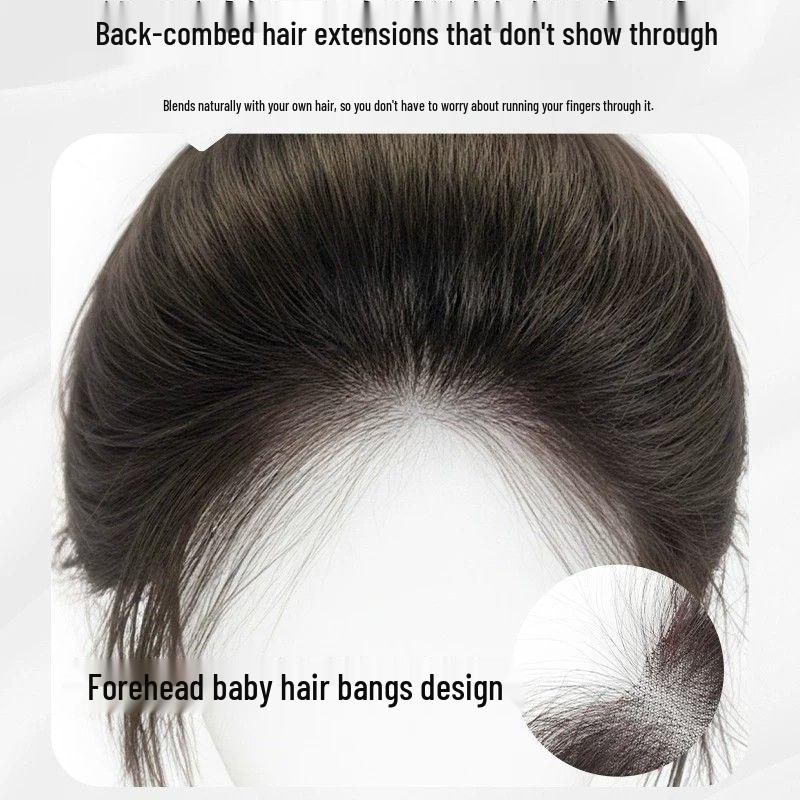 Women's Bangs Wig Hair Volume Topper - Fluffy, Natural, Seamless Hair Extension for Concealing White Hair