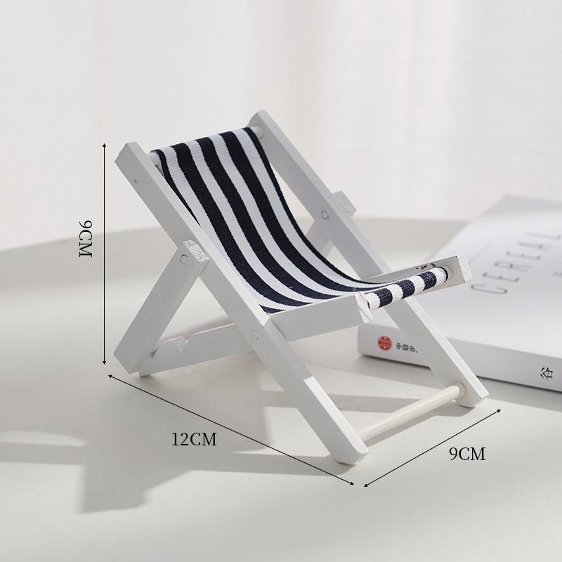 Wooden Beach Chair Ornament Mediterranean Style Mobile Phone Holder Home Room Creative Decoration Jewelry Props