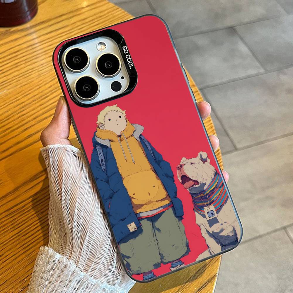 Красочный эстетичный чехол для телефона с собакой для iPhone 16 17 15 14 12 13 Pro Max Черный цвет Ударопрочный чехол iPhone13